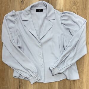 Tahari Women's Soft Blue Blouse with Elegant Sleeves